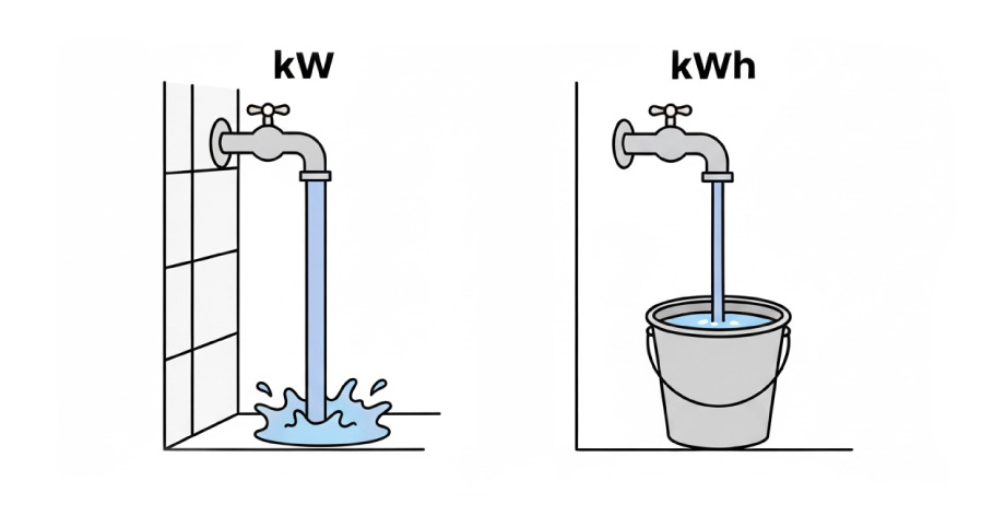 水道に例えてkWとkWhを説明
